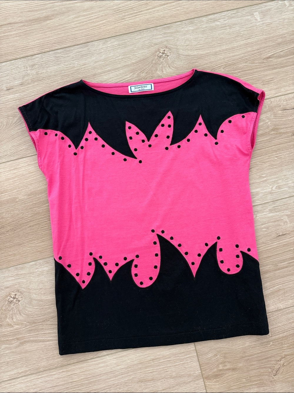 Vintage Yves Saint Laurent Pink & Black Tee-Shirt Deadstock